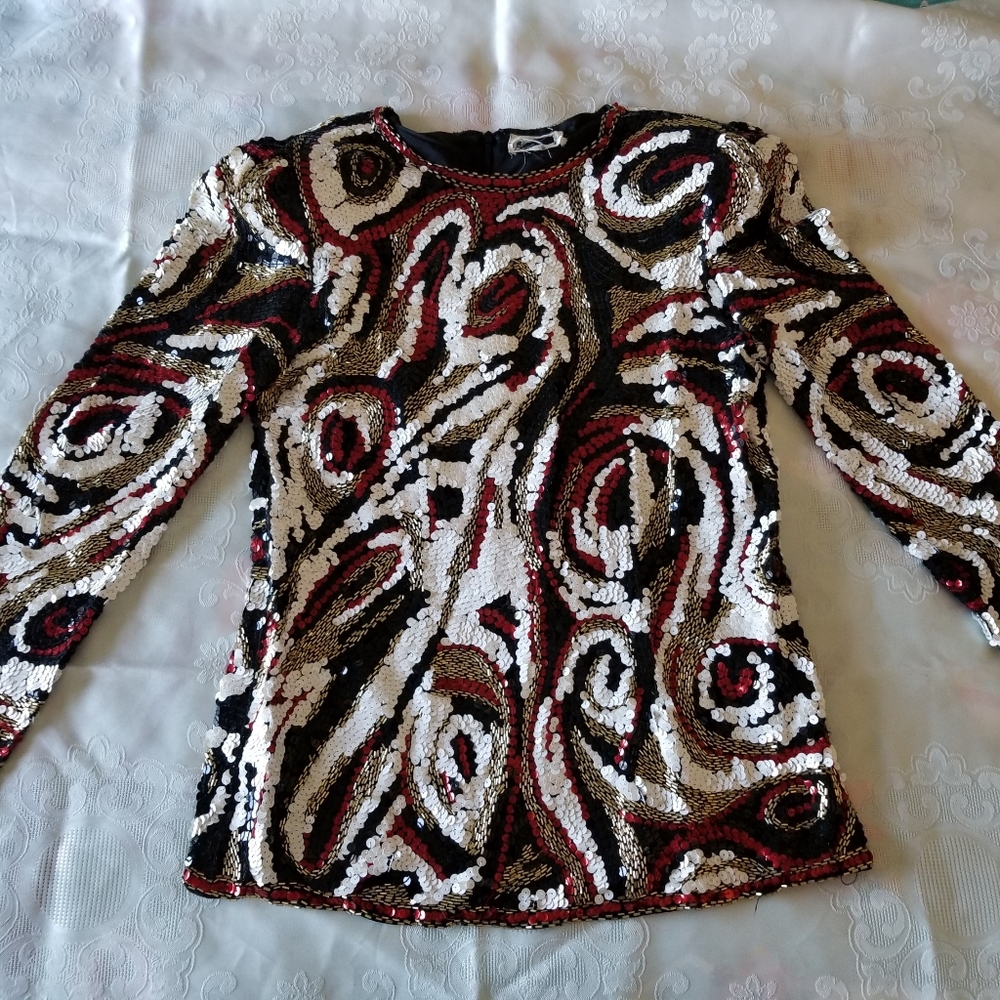 Gorgeous Long Sleeved Beaded/Sequined Top